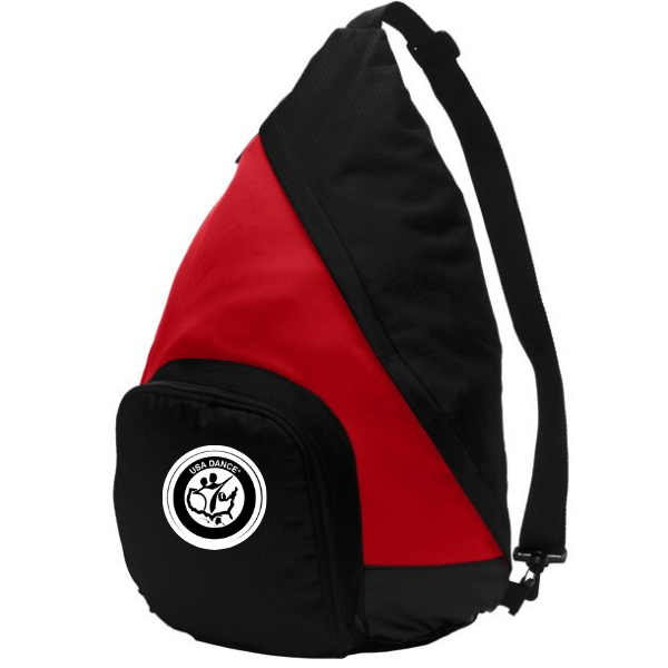 7. Black and Red Shoe Bag / Sling Pack with Black and white USA Dance Logo