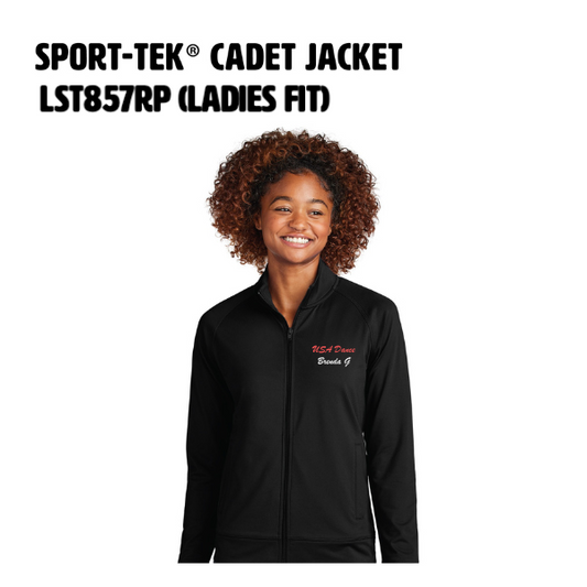 4.  SPORT-TEK® Cadet Jacket (Ladies Fit) with RED USA DANCE script logo personalized