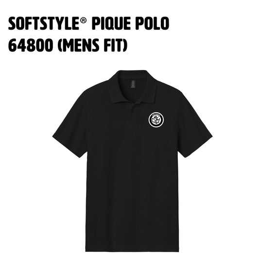 5. SOFTSTYLE® Pique Polo (Mens Fit) Black and white USA DANCE logo