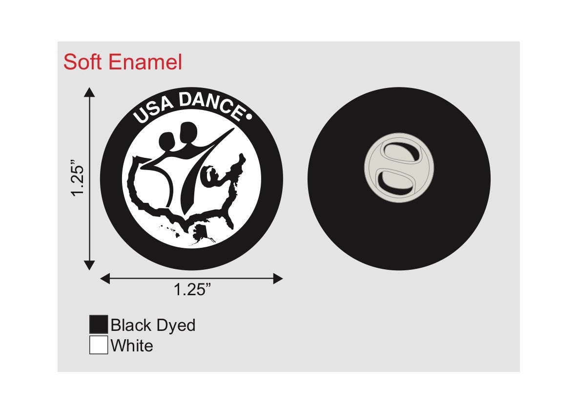 9g. USA DANCE Lapel pins Black and white